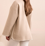 Button Front Coat with Detachable Scarf