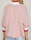 3/4 Zip Striped Top