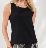 Sleeveless Top w/ crochet trim