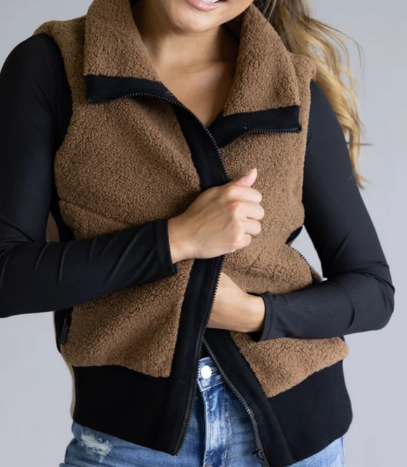 Teddy Fuzz Zip Up Vest