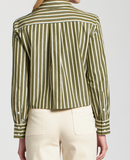 Crop Striped Button Front Top