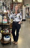 Long Sleeve V-Neck Top with Lettuce Trim Detail