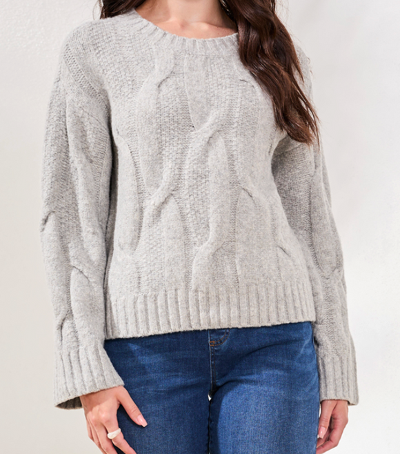 Crew Neck Cable Knit Sweater