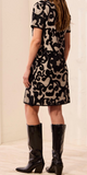 Short Sleeve Crew Neck Jacquard Sweater Dress