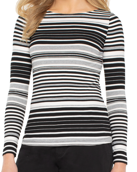 Boat Neck Striped Top