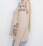 Floral Embroidered Raglan Crew Neck Sweater