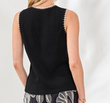 Sleeveless Top w/ crochet trim