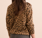 Animal Print Funnel Neck Sweater