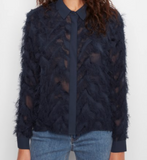 Fringe Chiffon Button-Front Blouse