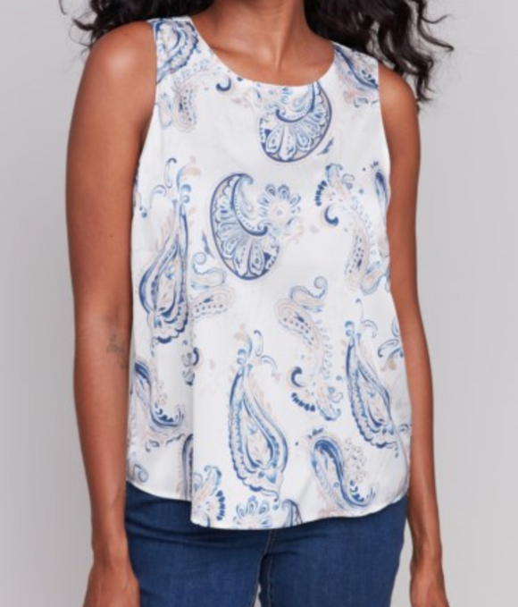 Printed Satin Sleeveless Top