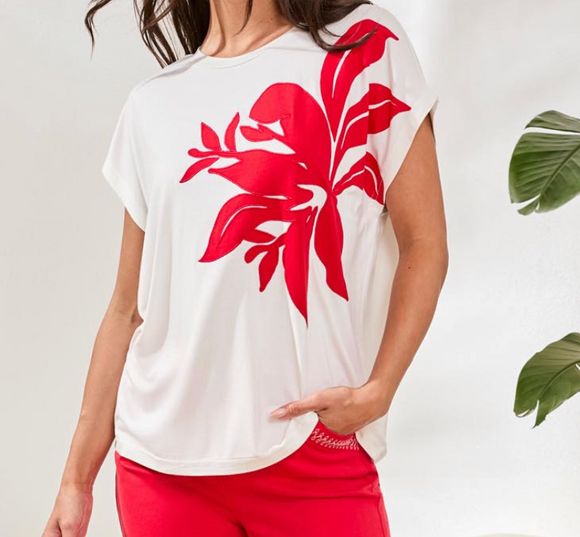 Cap Sleeve Top with Applique