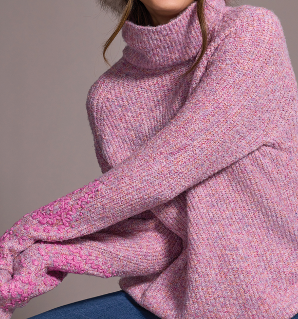 Turtleneck Sweater with Embroidery Detail