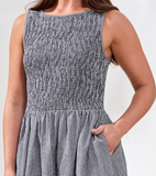 Sleeveless Dress with Top Ruching