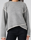 Long Sleeve Crew Neck Sweater with Tulip Hem