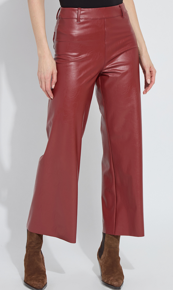 Hi Waist Vegan Leather Wide Leg Pant