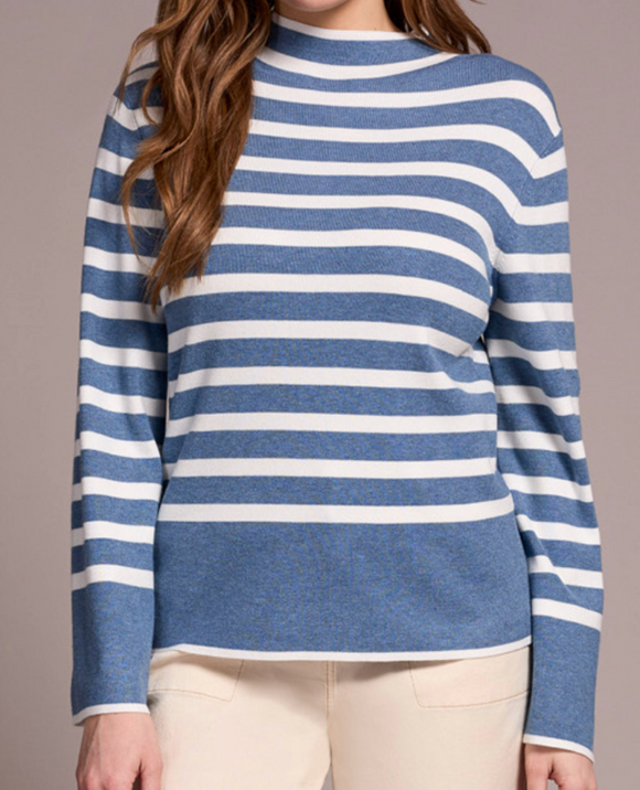Funnel Neck Striped Sweater