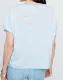 Capped Sleeve Striped Knit Sweater