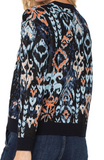 Crew Neck Dropped Shoulder Jacquard Sweater