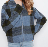 Long Sleeve Front Zip High Collar Cardigan