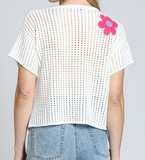 Flower crochet crop sweater