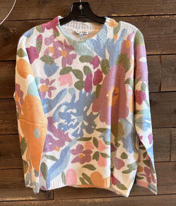 Scoop Neck Floral Sweater