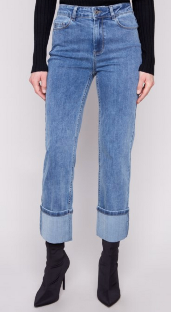 Wide Cuff Straight Leg Jean