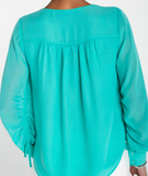Long Sleeve Blouse with Sleeve Tie Detail