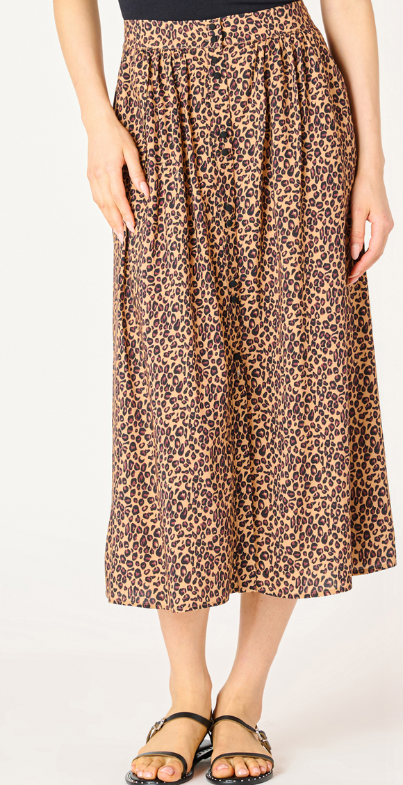 Button Front Midi Skirt