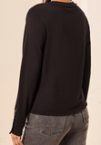 Long Sleeve Crew Neck Top with Button Detail