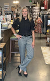 MidRise Trouser w/ Faux Leather Trim