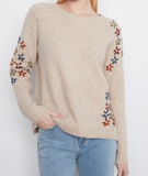 Floral Embroidered Raglan Crew Neck Sweater