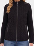 Long Sleeve Zip Front Quilted Sweater Jacket