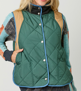 Color Block Quilted Vest