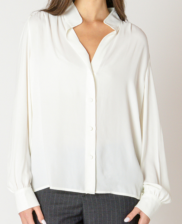 Relaxed Button Front Blouse