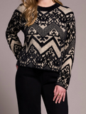 Crew Neck Black Print Sweater