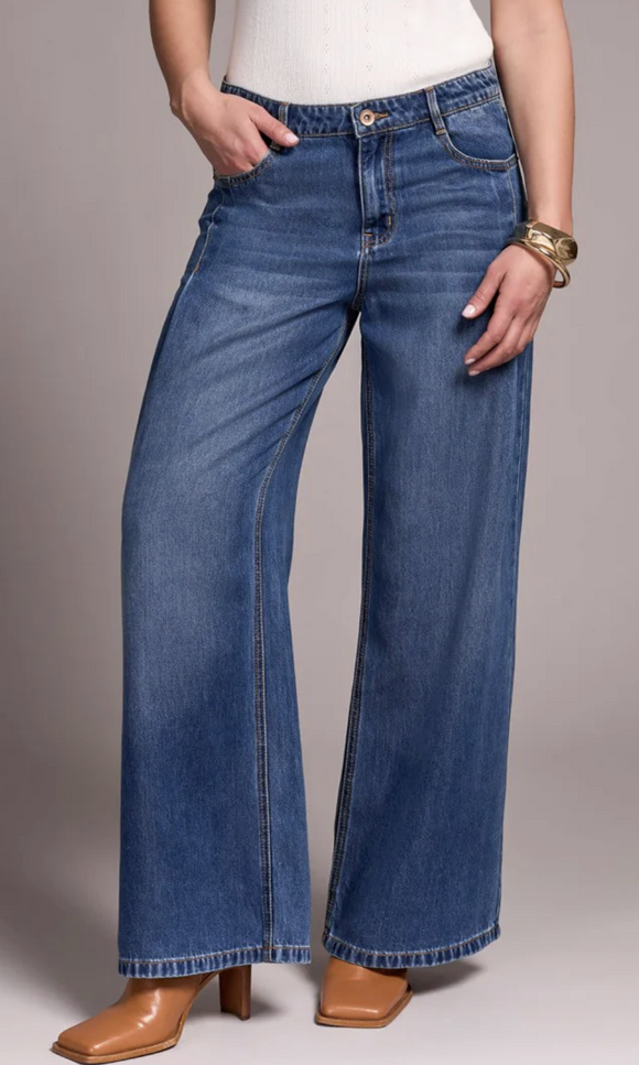Audrey Pleated Wide Leg Jeans