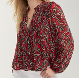 Long Sleeve Woven Blouse with Pinutcks