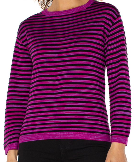 Boxy Boat Neck Striped Sweater