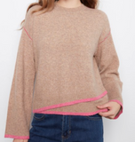Wide Long Sleeve Drop Shoulder Crew Sweater