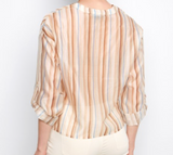 Printed Long Roll Up Sleeve Blouse