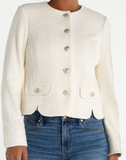 Collarless Jacket withScallop Detail