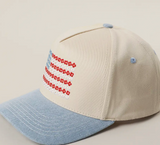 Floral American Flag Denim Trucker Hat