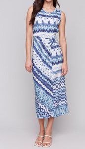 Sleeveless Round Neck Dress with Faux Knot Detail