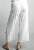 Linen Pull On Pant Button Detail