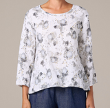 3/4 Split Back Print Top