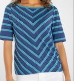 1/2 Sleeve Fold Over boat Neck Knit Top