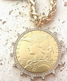French Coin Necklace Matte Gold Boutique