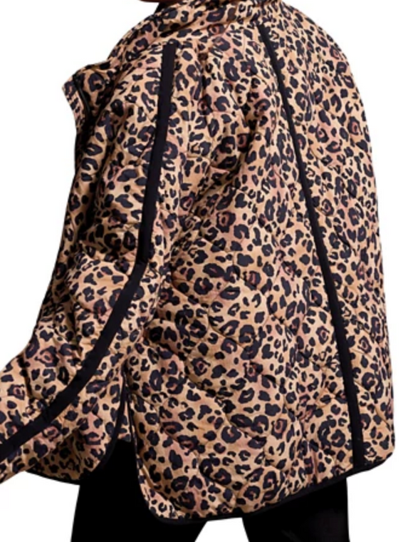 Zipped Front Quilted Print Jacket