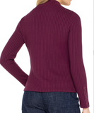 Long Sleeve Mock Neck Top with Button Detail