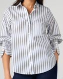 Adjustable Sleeve Button Front Top